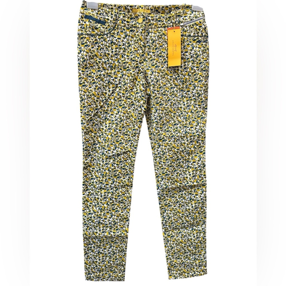 NWT Louis Castel Lemon Yellow Patterned 97% Cotton‎ GOLF Pants Size 67cm US2